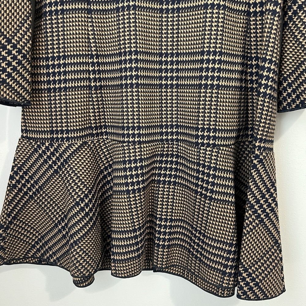 CAbi Women's Small Tartan Plaid Flounce Jacket Longline Dark Acadamia # 3902 - Picture 7 of 10